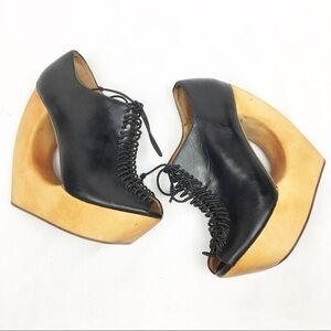 Jeffrey Campbell Black Leather Lace-Up Shoes